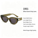 Relaxed Olive Green Grey Lens Cat Eye Sunglasses UV400 Blocking, Casual Vacation Daily Easy Match, Suitable for Christmas Gifting