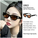 Polished Glossy Black Frame Brown Lens Cat Eye Sunglasses UV400, Retro Premium Outfit Upgrade Look, Perfect Christmas Gift