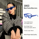 Cool Monochrome Blue Frame Blue Lens Cat Eye Sunglasses UV400 Blocking, Modern Futuristic Minimalist Style, for Christmas Gifting