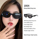 Glossy Jet Black Frame Grey Lens Cat Eye Sunglasses UV400 Blocking, Sleek Edgy Streetwear Vibe, Great Christmas Present