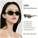 Earthy Olive Green Grey Lens Cat Eye Sunglasses UV400 Protection, Casual Outdoor Utility Style, Popular Christmas Holiday Gift