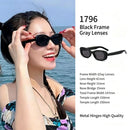 Classic Business Black Frame Grey Lens Cat Eye Sunglasses UV400 Protection, Timeless Office Friendly Vibe, for Christmas Gifting