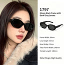 Glossy Black Frame Grey Lens Cat Eye Sunglasses UV400 Blocking, High-Shine Trendy Street Fashion, Recommended Christmas Holiday Gift