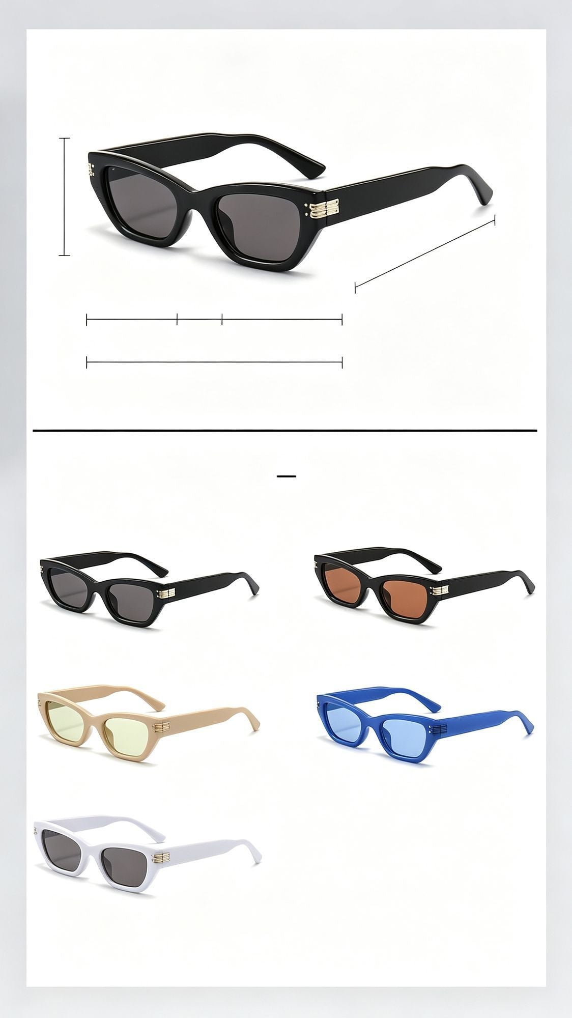 Basic Versatile Black Frame Grey Lens Cat Eye Sunglasses UV400, No-Fuss Everyday Wardrobe Staple, Suitable for Christmas Gifting