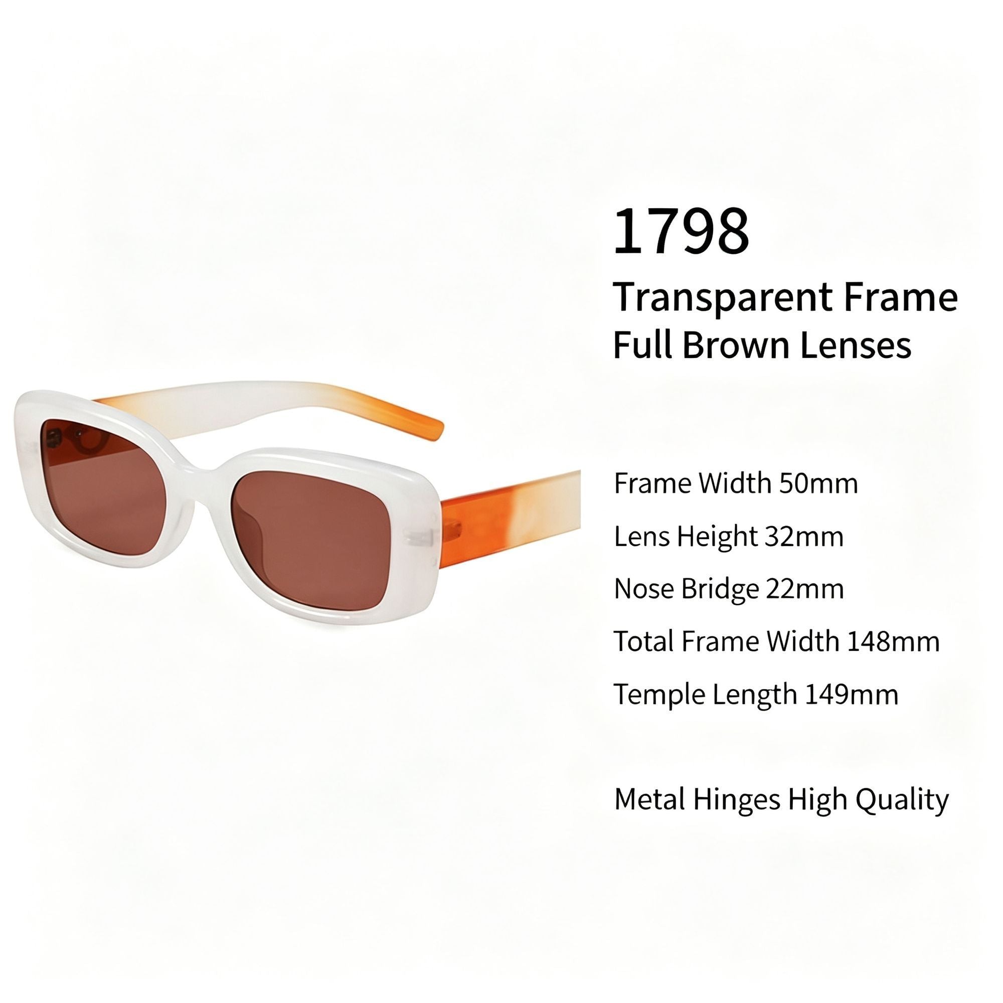Clear Frame Full Tea Lens Cat Eye Sunglasses UV400 Protection, Lightweight No-Makeup Friendly Wear, Nice Christmas Present