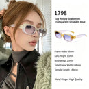 Unique Top Yellow Bottom Clear Gradient Blue Cat Eye Sunglasses UV400, Eye-Catching Color-Block Statement Piece, for Christmas Gifting