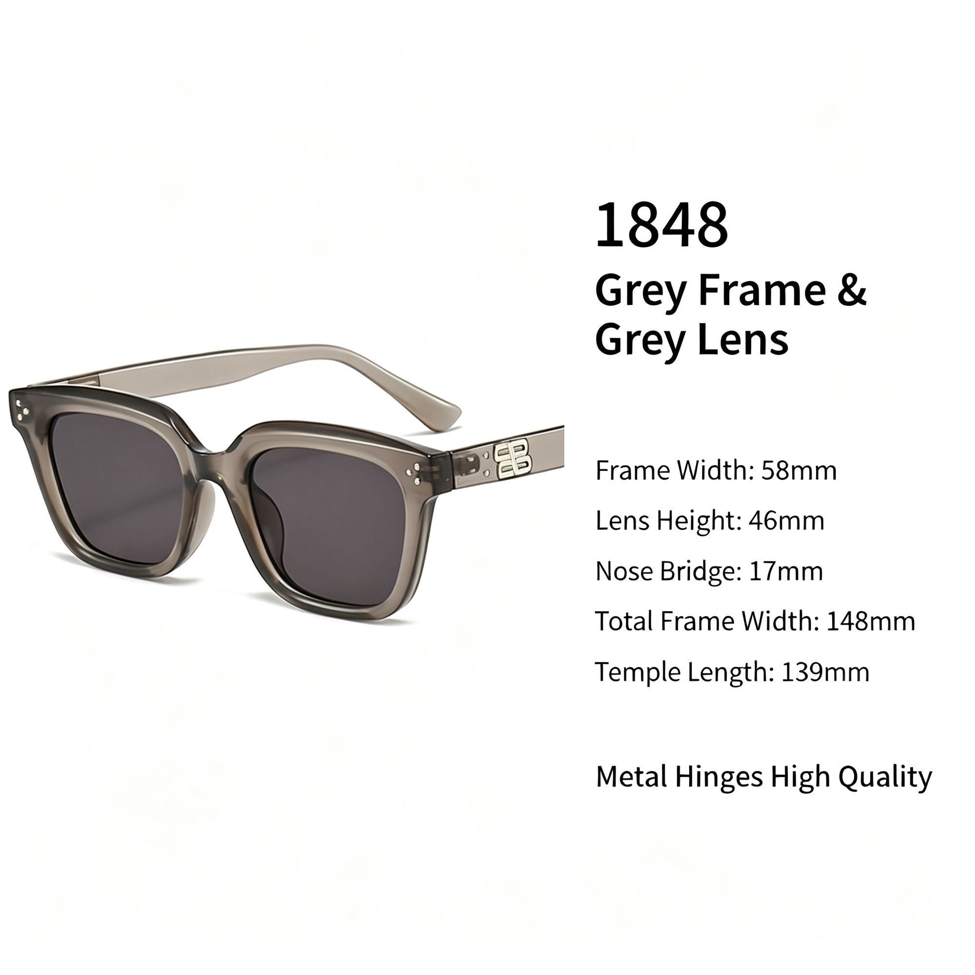 Sheer Transparent Grey Frame Grey Lens Cat Eye Sunglasses UV400 Blocking, Minimalist Lightweight Daily Wear, Recommended Christmas Holiday Gift