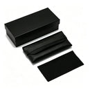 3-Piece Black Eyewear Storage Set, Hard Gift Box + Soft Leather Case + Microfiber Cloth, Portable Glasses Organizer, Ideal Christmas Gift