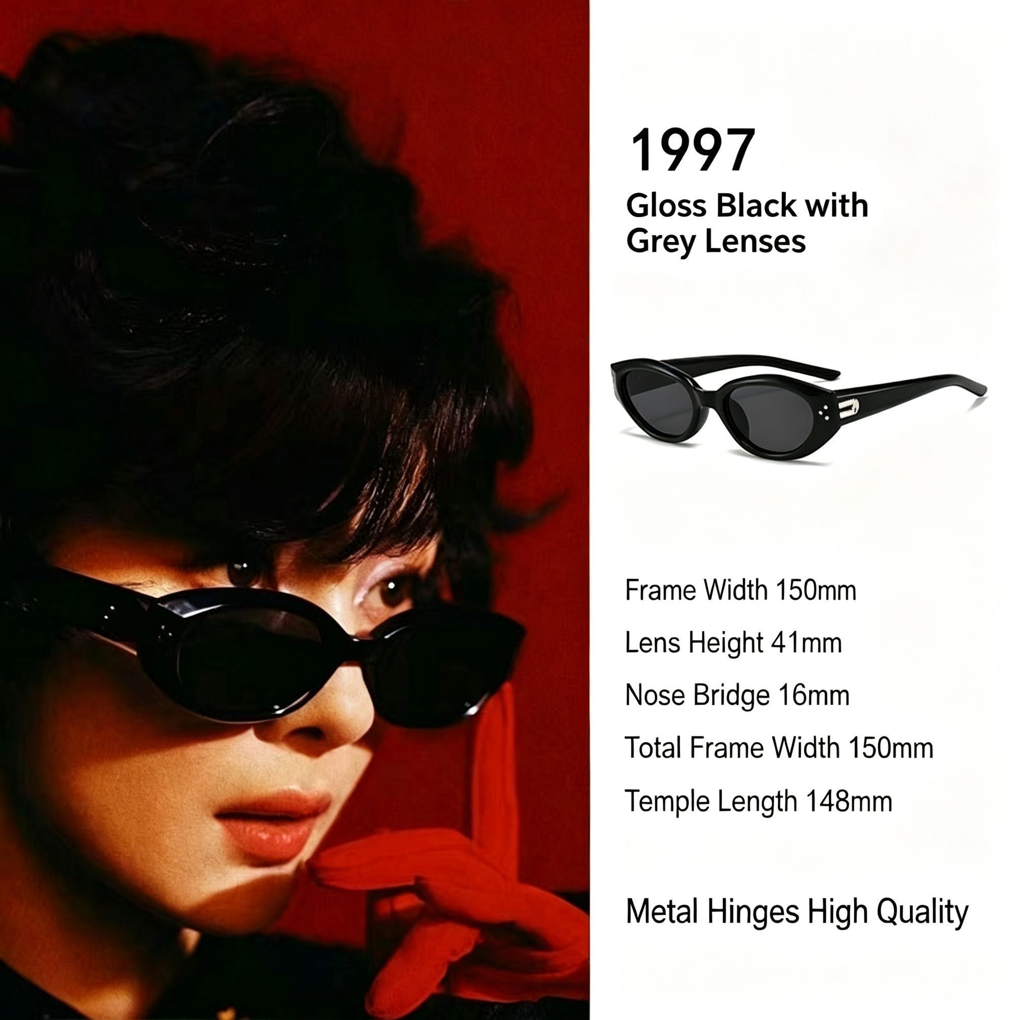 Classic Black Frame Dark Grey Lens Cat Eye Sunglasses UV400 Protection, Timeless All-Match Daily Wear, Ideal Christmas Gift