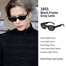 Bold All Black Frame Dark Grey Lens Cat Eye Sunglasses UV400 Blocking, Sleek Face-Slimming Street Style, Great Christmas Present