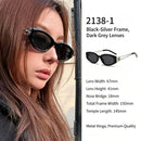 Sleek Black Silver Grey Lens Cat Eye Sunglasses UV400 Blocking, Edgy Two-Tone Streetwear Vibe, Nice Christmas Present
