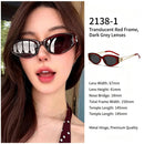 Sheer Red Grey Lens Cat Eye Sunglasses UV400, Tinted Subtle Statement Daily Wear, for Christmas Gifting