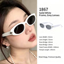 Bright Solid White Frame Grey Lens Cat Eye Sunglasses UV400 Blocking, Clean Crisp Modern Daily Look, Nice Christmas Present