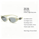 Elegant Pearlescent White Light Grey Lens Cat Eye Sunglasses UV400, Luxe Gentle Everyday Elegance, Perfect Christmas Gift