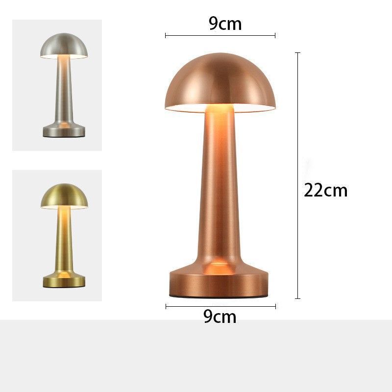 3-Color Dimmable LED Desk Lamp Gold Dumbbell B Style, USB Rechargeable Metal Tap Light, Luxury Table Ambient Night Light, Ideal Christmas Gift