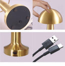 3-Color Dimmable LED Desk Lamp Gold Dumbbell B Style, USB Rechargeable Metal Tap Light, Luxury Table Ambient Night Light, Ideal Christmas Gift