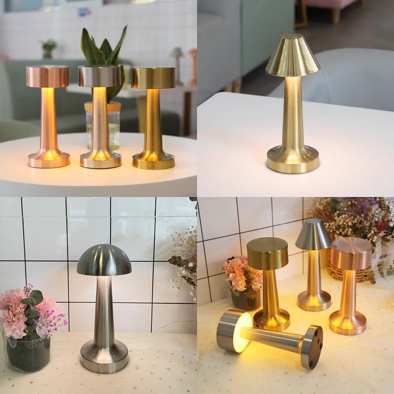 3-Color Dimmable LED Tap Light Red Bronze Dumbbell E Style, USB Charging Retro Vibe, Lounge Bar Counter Atmosphere Lamp, Recommended Christmas Holiday Gift