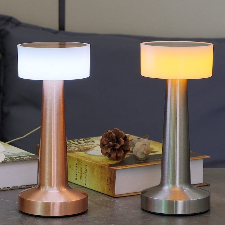 3-Color Dimmable LED Tap Light Red Bronze Dumbbell E Style, USB Charging Retro Vibe, Lounge Bar Counter Atmosphere Lamp, Recommended Christmas Holiday Gift