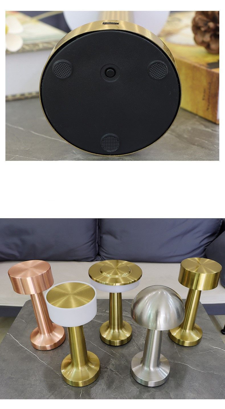 3-Color Dimmable LED Mini Lamp Gold Dumbbell A Style, USB Charging Compact Metal, Bedside Portable Night Light, Great Christmas Present