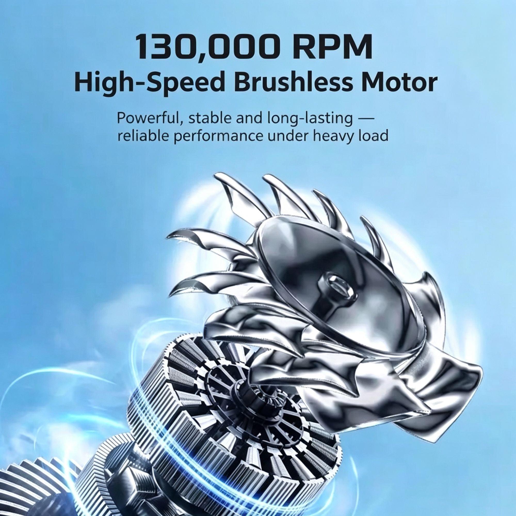 High‑Speed Brushless Mini Portable Turbo Fan, Handheld Wireless Blower for Outdoor Use, LED Light Vacuum & Blowing Function Color Box Packaging