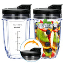 Replacement Ninja Blender Cup Compatible with 32oz 24oz 18oz BL480 BL482,2Pcs 18oz Blender Cups & 2Pcs Flip鈥慣op Lids,Halloween Kitchen Replacement Parts Gift