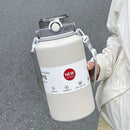 Giant 67.63oz Vacuum Flask, 316 Inner & 304 Outer Stainless Steel, 12-24H Long-Lasting Heat & Cold Retention, Pop-Up Lid & Dual Drinking Spouts, Portable Leak-Proof, Must-Have for Outdoor Sports & Commuting!(white)