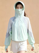 Ice Silk Hat Brim Sun Protection Jacket, UPF50+ UV Protection, Cape-Style Batwing Sleeves with Thumbholes, Hooded Face Mask for Full-Face Protection, Lightweight & Breathable, Essential for Outdoor Travel.(white)