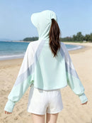 Ice Silk Hat Brim Sun Protection Jacket, UPF50+ UV Protection, Cape-Style Batwing Sleeves with Thumbholes, Hooded Face Mask for Full-Face Protection, Lightweight & Breathable, Essential for Outdoor Travel.(white)