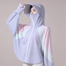 Ice Silk Hat Brim Sun Protection Jacket, UPF50+ UV Protection, Cape-Style Batwing Sleeves with Thumbholes, Hooded Face Mask for Full-Face Protection, Lightweight & Breathable, Essential for Outdoor Travel.(grey)