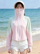 Ice Silk Hat Brim Sun Protection Jacket, UPF50+ UV Protection, Cape-Style Batwing Sleeves with Thumbholes, Hooded Face Mask for Full-Face Protection, Lightweight & Breathable, Essential for Outdoor Travel.(grey)