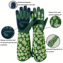 Thorn-Proof Long Sleeve Gardening Gloves – Anti-Slip, Wear-Resistant & Touchscreen Design, Extended Cuffs for Rose Thorns & Dry Branches, Flexible Five-Finger Polyester Fabric with Fresh Prints, Essential for Outdoor Work.(Yellow floret)