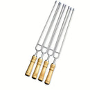 Upgraded Stainless Steel BBQ Skewers Set with Thickened Heat-Resistant Beech Wood Handles, U-Shaped & Spiral Dual Styles for Anti-Slip Meat-Locking, Comes with Oxford Bag for Portable Storage, Essential for Outdoor Grilling & Camping.