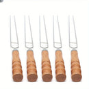 Upgraded Stainless Steel BBQ Skewers Set with Thickened Heat-Resistant Beech Wood Handles, U-Shaped & Spiral Dual Styles for Anti-Slip Meat-Locking, Comes with Oxford Bag for Portable Storage, Essential for Outdoor Grilling & Camping.