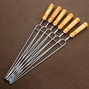 Upgraded Stainless Steel BBQ Skewers Set with Thickened Heat-Resistant Beech Wood Handles, U-Shaped & Spiral Dual Styles for Anti-Slip Meat-Locking, Comes with Oxford Bag for Portable Storage, Essential for Outdoor Grilling & Camping.