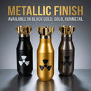 Creative Bomb Shaped Vacuum Tumbler, 500ml/16.91oz, 304 Inner & 201 Outer Stainless Steel, Vacuum Insulated 6-12H Hot/Cold, Leak-Proof Direct Drink, Hardcore Sci-Fi Trendy Item, Perfect Personality Gift!(golden)
