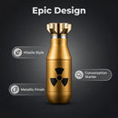 Creative Bomb Shaped Vacuum Tumbler, 500ml/16.91oz, 304 Inner & 201 Outer Stainless Steel, Vacuum Insulated 6-12H Hot/Cold, Leak-Proof Direct Drink, Hardcore Sci-Fi Trendy Item, Perfect Personality Gift!(golden)