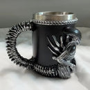 Alien-Themed 3D Mug, Resin Shell + 304 Stainless Steel Liner, Spine-Shaped Handle Dark Style, Halloween Living Room Decor, Sci-Fi Fan Gift!(black)