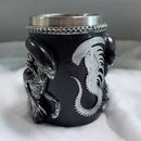 Alien-Themed 3D Mug, Resin Shell + 304 Stainless Steel Liner, Spine-Shaped Handle Dark Style, Halloween Living Room Decor, Sci-Fi Fan Gift!(beige)