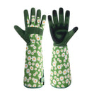Thorn-Proof Long Sleeve Gardening Gloves – Anti-Slip, Wear-Resistant & Touchscreen Design, Extended Cuffs for Rose Thorns & Dry Branches, Flexible Five-Finger Polyester Fabric with Fresh Prints, Essential for Outdoor Work(Green daisy)