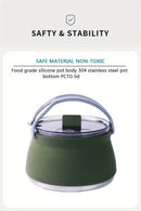 33oz Ultra-Light Foldable Camping Kettle, Food-Grade Silicone + 304 Stainless Steel, 1000ML Weighs Only 267g, Portable Anti-Scald, Versatile for Boiling & Cooking, Perfect for Camping Hiking Road Trips!(blue)