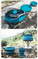 33oz Ultra-Light Foldable Camping Kettle, Food-Grade Silicone + 304 Stainless Steel, 1000ML Weighs Only 267g, Portable Anti-Scald, Versatile for Boiling & Cooking, Perfect for Camping Hiking Road Trips!(khaki)