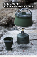 33oz Ultra-Light Foldable Camping Kettle, Food-Grade Silicone + 304 Stainless Steel, 1000ML Weighs Only 267g, Portable Anti-Scald, Versatile for Boiling & Cooking, Perfect for Camping Hiking Road Trips!(fluorescent green)