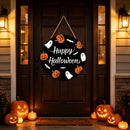 Halloween Happy Halloween Pumpkin Ghost Wooden Hanging Sign 12inch