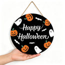 Halloween Happy Halloween Pumpkin Ghost Wooden Hanging Sign 12inch