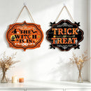 Halloween Witch Is In Trick Or Treat Wooden Sign Set 2Pcs