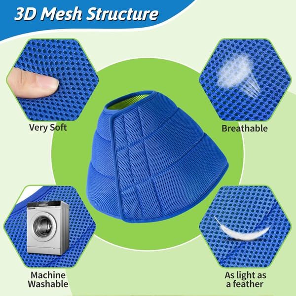 1. Soft Breathable Dog Cone Collar, Adjustable Pet Recovery E‑Collar for Large Dogs & Cats, Anti‑Licking Wound Protection Elizabethan Collar, Size L 2.