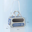 Large‑Capacity Pet Travel Carrier Bag, Portable Breathable Cat Dog Carrier, Crossbody Pet Handbag for Travel & Car Trips, Blue‑White Pet Transport Bag 45×30×28cm