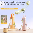 Portable Dog Water Bottle with Fold‑Down Drinking Bowl, Pink 3‑in‑1 Pet Travel Water Dispenser with Fine Mist Spray, Food Storage & Carrying Strap for Walking & Outdoor Trips