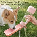 Portable Dog Water Bottle with Fold‑Down Drinking Bowl, Pink 3‑in‑1 Pet Travel Water Dispenser with Fine Mist Spray, Food Storage & Carrying Strap for Walking & Outdoor Trips