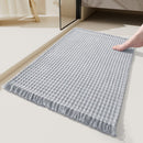 Soft Microfiber Farmhouse Bathroom Rug, Washable Kitchen Floor Mat, Woven Non‑Slip Bath Mat with Pure Tassels, Plush Woven Bathroom Carpet, Door Mat for Laundry Room, 20" x 32", Grey